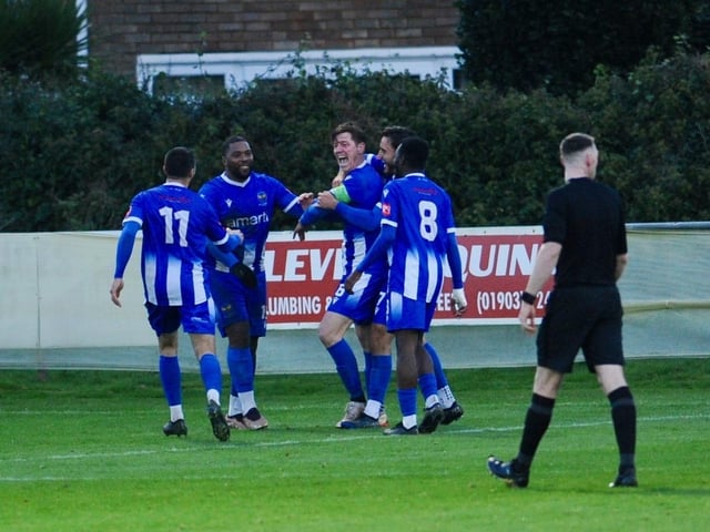 Two goals from Glenn Wilson gave East Grinstead Town a 2-1 win over Littlehampton Town on Saturday. Photographer Stephen Goodger was on hand to capture the action.
