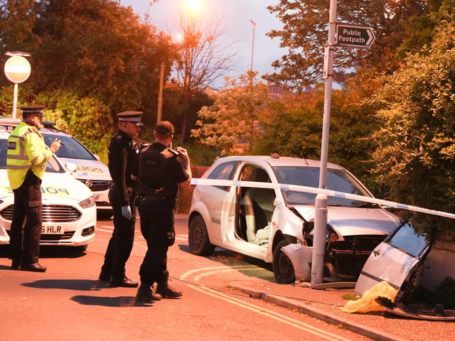 Sussex Police are searching for the occupant of a vehicle who ‘made off’ after hitting street furniture at a junction in Worthing.