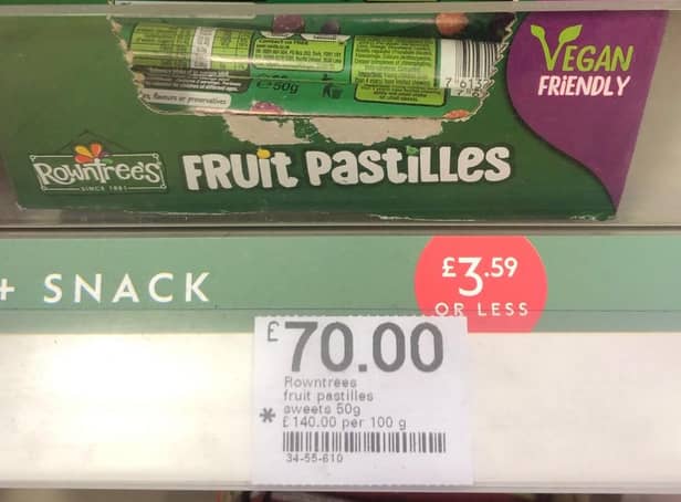 Fruit Pastilles being priced at £70 in Chichester Boots