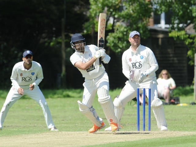 Action from Goring CC v Pagham CC in Division 3 West of the Sussex Cricket League