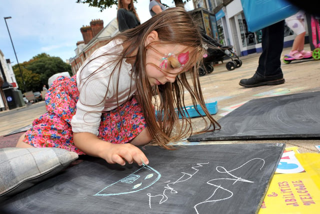 Littlehampton Organisation of Community Art’s Chalk Experience in High Street for Love Local Arts in Littlehampton