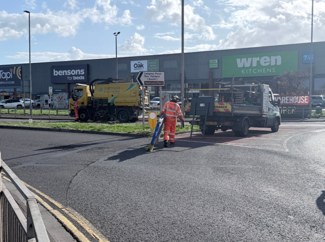 Eastbourne road reopens after diesel spill - In pictures