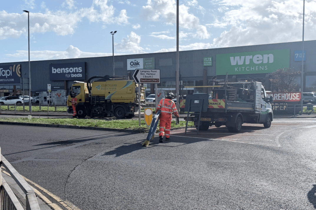 Eastbourne road reopens after diesel spill - In pictures