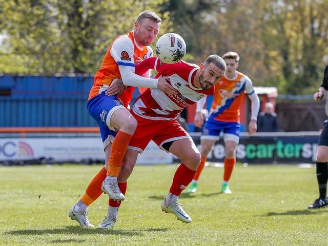 Action from Eastbourne Borough's final-day 3-2 win at Braintree - the Sports have stayed up with six points to spare