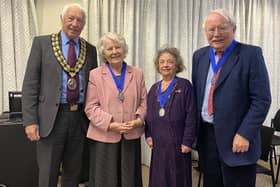 Horsham District Council chairman David Skipp with former councillors Kate Rowbottom, Christine Costin and Gordon Lindsay