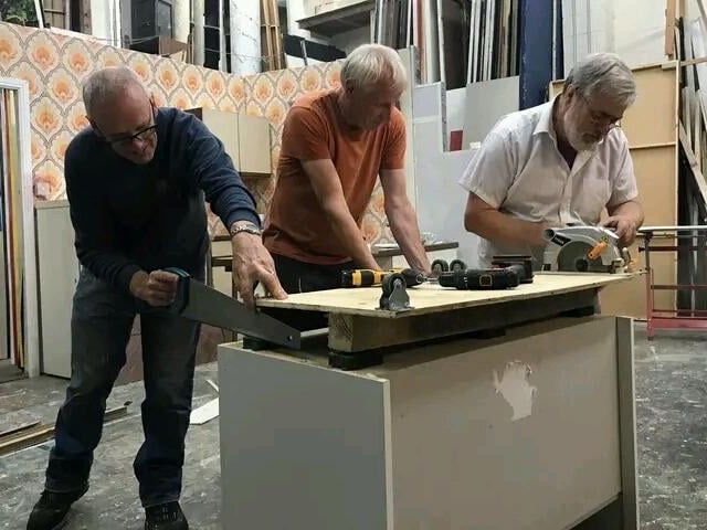 Eyes down for a full house at the Barn Theatre, from left, Martin Oakley, Nigel Bubloz and Len Shipton do their stuff in the Players workshop