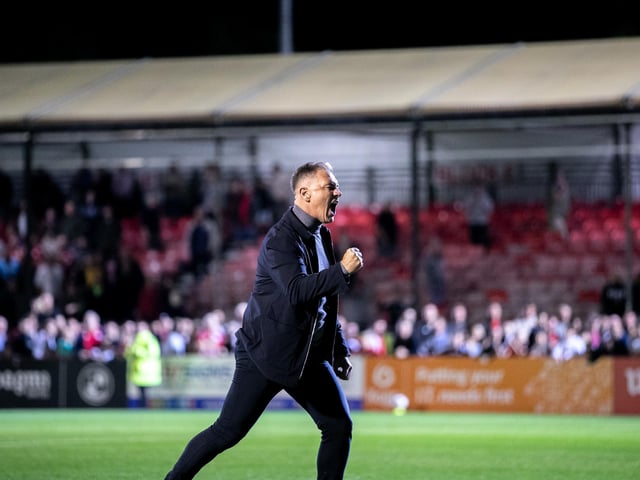 Action and crowd pictures from Crawley Town's 2-1 win over MK Dons at the Broadfield Stadium.