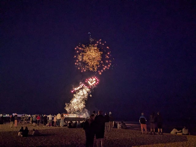 Worthing Lions Festival fireworks were launched from the end of Worthing Pier on July 27, 2024, to a crowd of hundreds on the beach and promenade