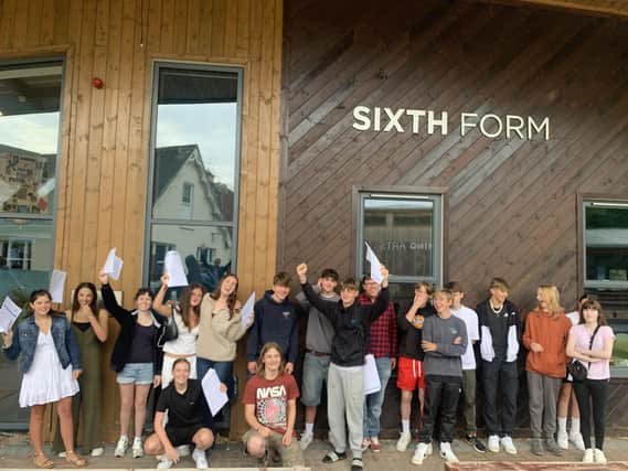 Claremont students with their GCSE results. Picture: Contributed