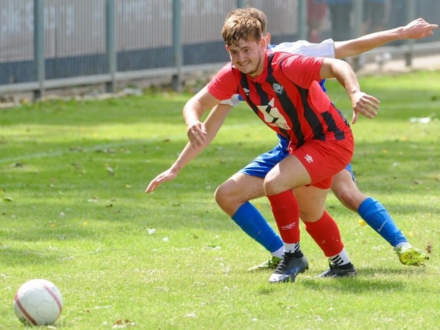 Action from a pre-season friendly between Shoreham and Worthing United at Middle Road