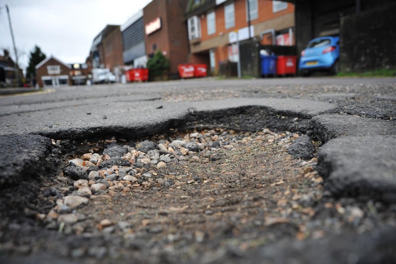 Several potholes were seen in Crescent Way, Burgess Hill, on Saturday, January 7