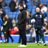 Roberto De Zerbi said he is 'suffering' after Arsenal beat Brighton 3-0 at the Amex. (Photo by Mike Hewitt/Getty Images)