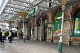 Outside Eastbourne Railway Station. Photo: EBC