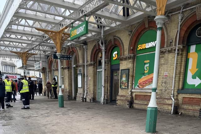 Outside Eastbourne Railway Station. Photo: EBC