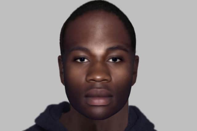Sussex Police have issued an e-fit image as part of their investigation to identify an unknown man who died on board a flight from The Gambia to Gatwick Airport. Picture courtesy of Sussex Police