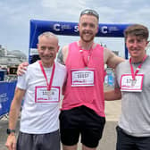 First three over the line at Race for Life Worthing, from left, Mark Dugdale was third, Dan Briault was first and Sam Newton was second. Picture: Lauren Dugdale