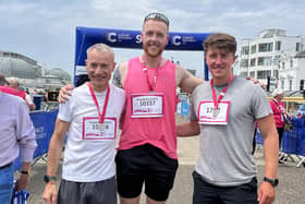 First three over the line at Race for Life Worthing, from left, Mark Dugdale was third, Dan Briault was first and Sam Newton was second. Picture: Lauren Dugdale