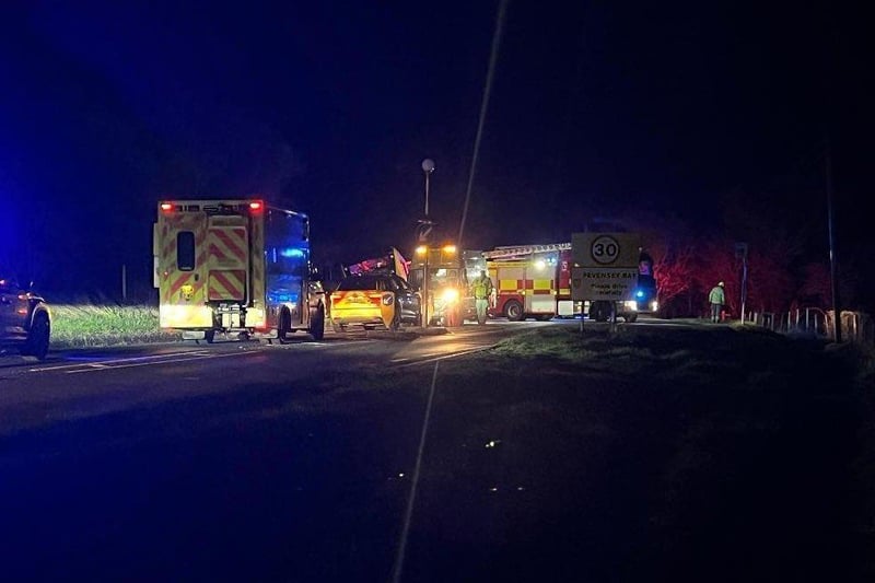 Emergency services were called to a collision in Pevensey last night (February 27).