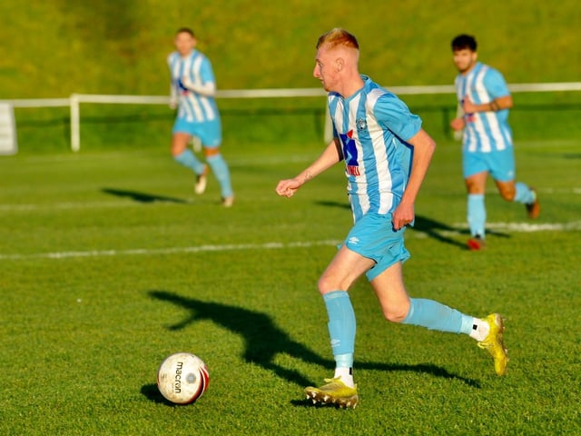 Action from Worthing United's 2-1 home loss to Forest Row in the SCFL division one