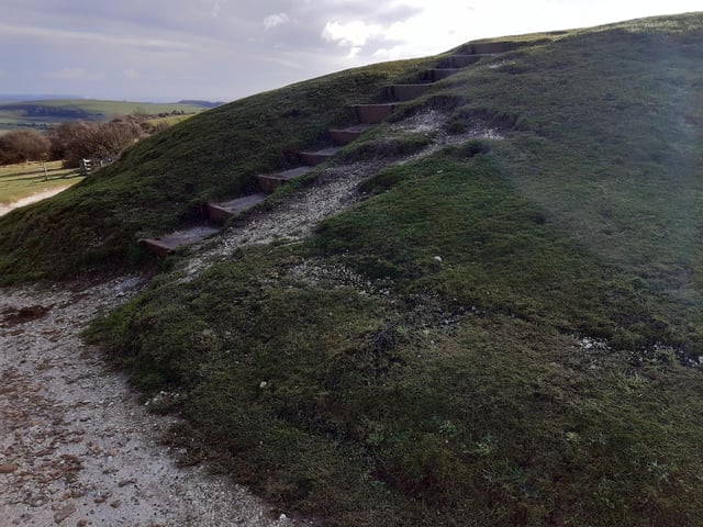 Here, you can choose to take the steps up to walk around the ramparts...