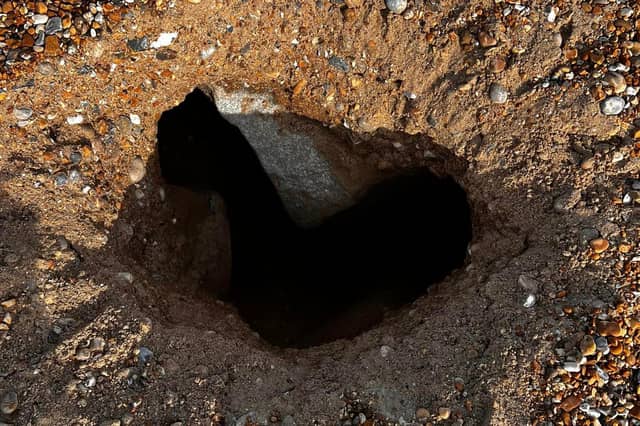 Sinkholes on Eastbourne beach