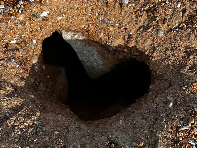 Sinkholes on Eastbourne beach