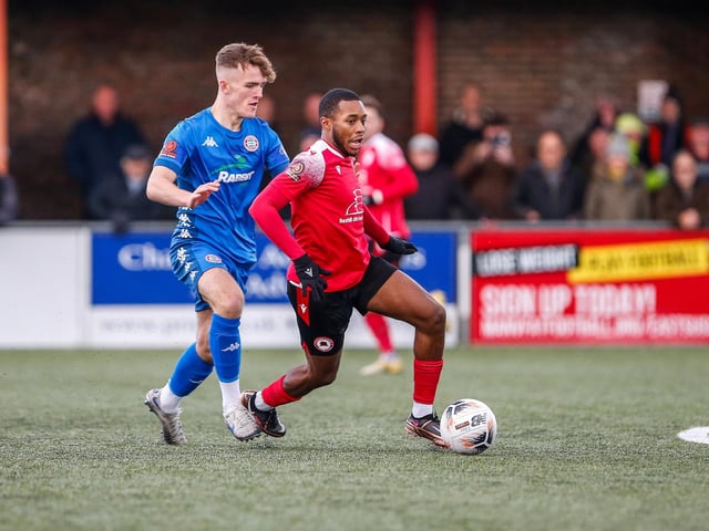 Action from Eastbourne Borough's 2-0 home loss to Worthing in National South