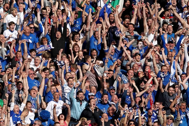 Chesterfield's fans celebrate Craig Westcarr's injury-time strike.