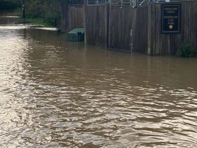 Luckily, the pub's pet goats managed to keep their hooves high and dry