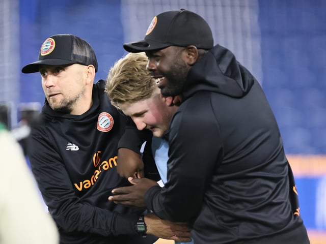 Action and celebrations as Worthing take on Bognor Regis Town in the Sussex Senior Cup final at the Amex Stadium - and win 8-7 on penalties