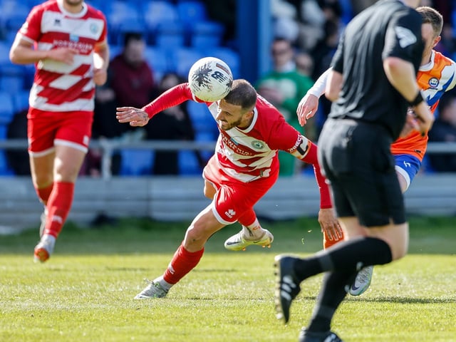 Action from Eastbourne Borough's final-day 3-2 win at Braintree - the Sports have stayed up with six points to spare