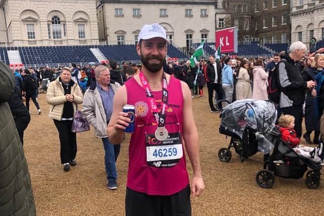 Edward Monnington, living in Firle, was inspired by his two friends affected by the disease and ran the iconic 26.2-mile race in a time of 3:47:49