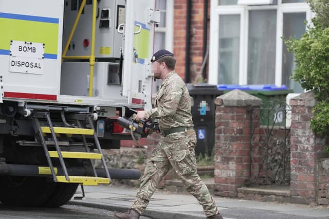 The bomb disposal van in Newfield Road, Newhaven, on Thursday evening (July 24)