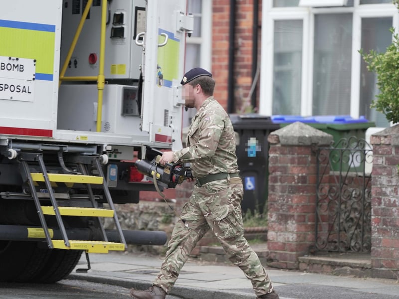 The bomb disposal van in Newfield Road, Newhaven, on Thursday evening (July 24)