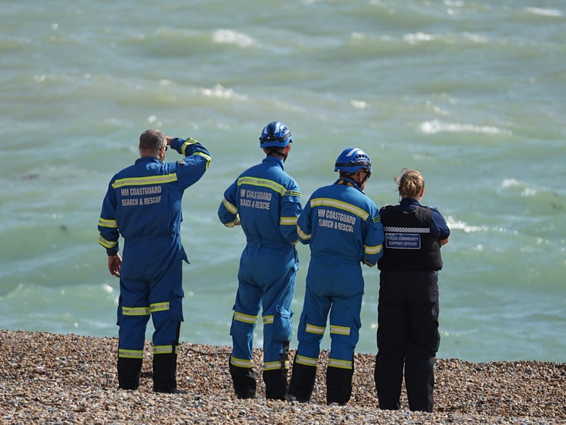 A Coastguard Rescue helicopter was seen landing at Seaford beach on Wednesday, August 7