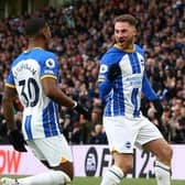 Alexis Mac Allister (right) won’t be allowed to leave Brighton & Hove Albion for ‘less than €60m’, according to transfer expert Fabrizio Romano. Picture by Charlie Crowhurst/Getty Images