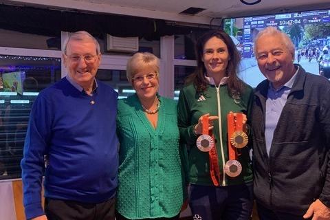 Chris Mullins, Crawley councillor, and Brian Quinn, retired councillor, and his wife Sue.