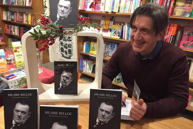 Chris Hare signing copies of his new book, Hilaire Belloc, The Politics of Living, at Steyning Bookshop