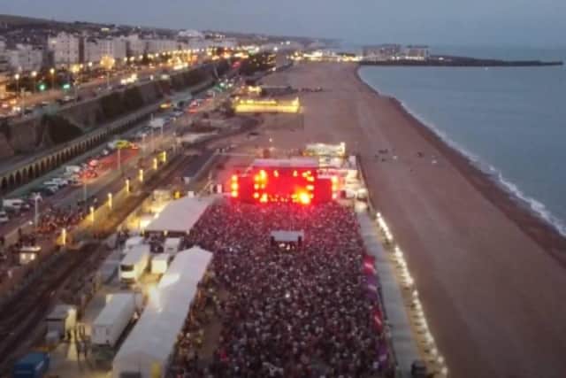 Footage shows how the aircraft flew just over the heads of people in the audience during the event. Photo: Sussex Police