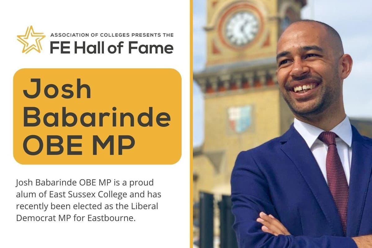 Josh Mp Eastbourne MP Josh Babarinde MP inducted into FE Hall of Fame