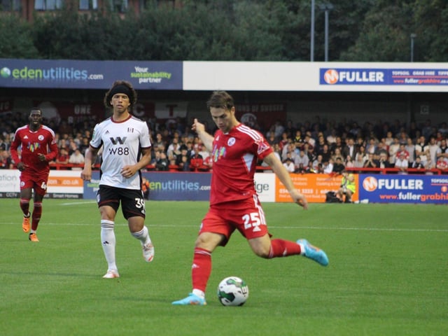 Action from Crawley Town's famous Carabao Cup win over Fulham. Picture by Cory Pickford