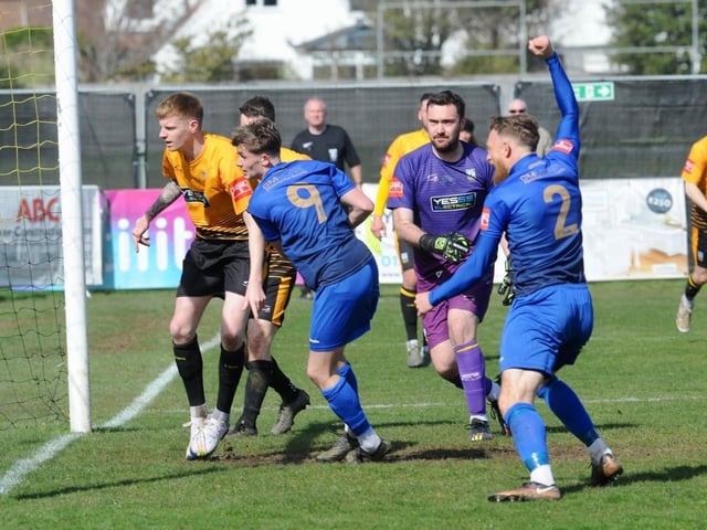 Action from Littlehampton Town's 1-1 draw with Lancing in theIsthmian south east division at The Sportsfield