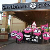 Extinction Rebellion joined with local residents, Gatwick campaign groups, as well as local politicians and councillors, to demonstrate outside the Sandman Signature hotel – where the six month planning inquiry is being conducted – in support of the Climate Specific Hearing and to call on the inspectorate to oppose Gatwick Airport’s expansion plans. Picture courtesy of James Knapp