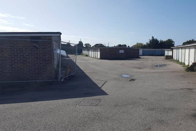 The latest sites to be brought forward for development are the council-owned garage compounds in Daniel Close (pictured) and Gravelly Crescent on Lancing’s Mash Barn estate. Photo: Adur District Council