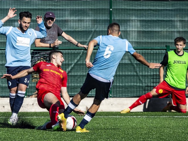 Newhaven FC take on Spelthorne Sports in the FA Cup