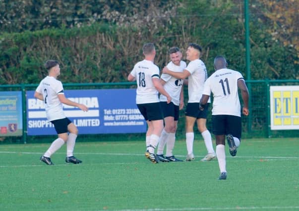 Action from Steyning Town v Eastbourne United. Picture by Stephen Goodger