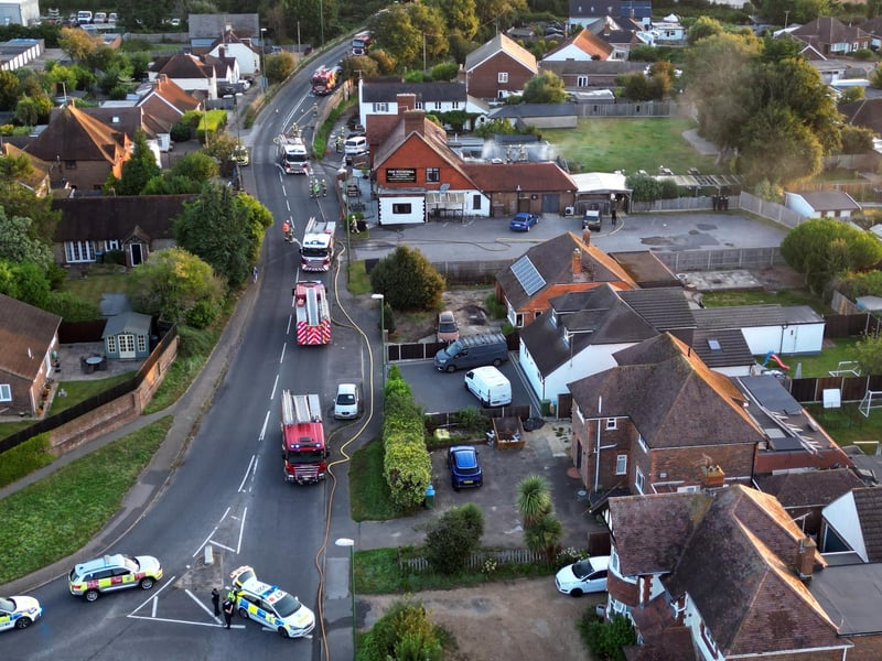 West Sussex Fire and Rescue Service reported at 6.20am that it was ‘dealing with a fire’ at The Windmill Inn, Mill Lane in Rustington.