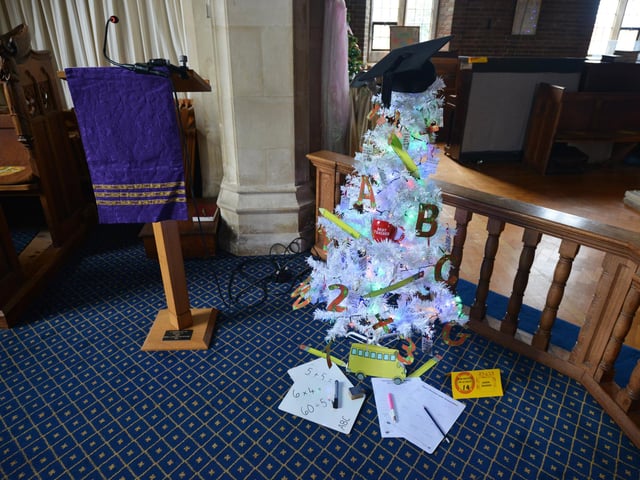 Christmas Tree Festival 2023 at St Michael and All Angels, Glassenbury Drive, Bexhill. This year's theme is Saints.