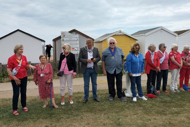 Sussex Central Trefoil Guild members joined together  at Lancing Beach Green to form a ‘Sea of Red’ as part of the London and South East England (LaSER) celebration of Trefoil’s 80th birthday.