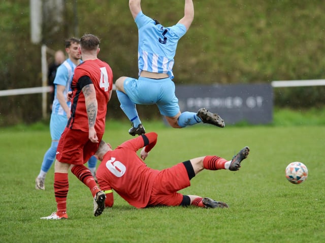 Action from Worthing United's 2-2 draw with Wick in the SCFL Division 1